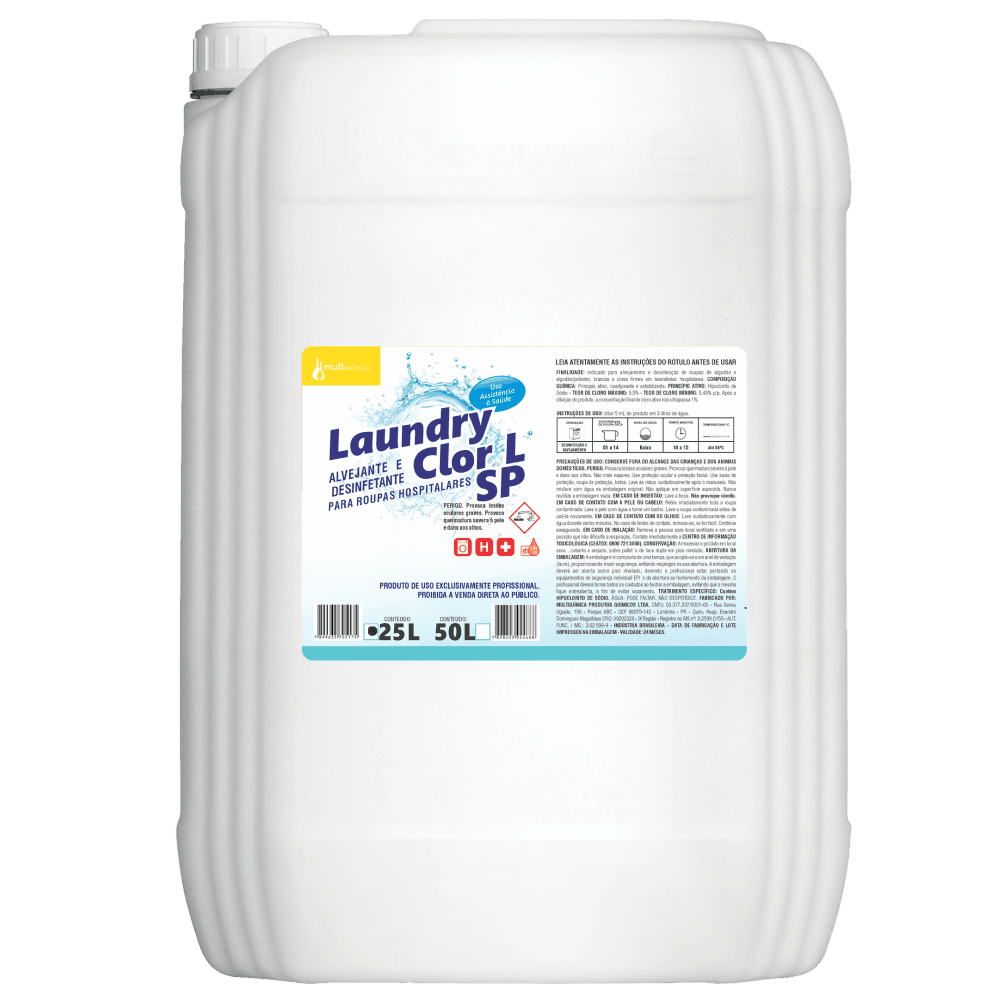 Laundry Clor L SP - Desinfetante e Alvejante Hipoclorito de Sódio: 10 a 12% de Ativo