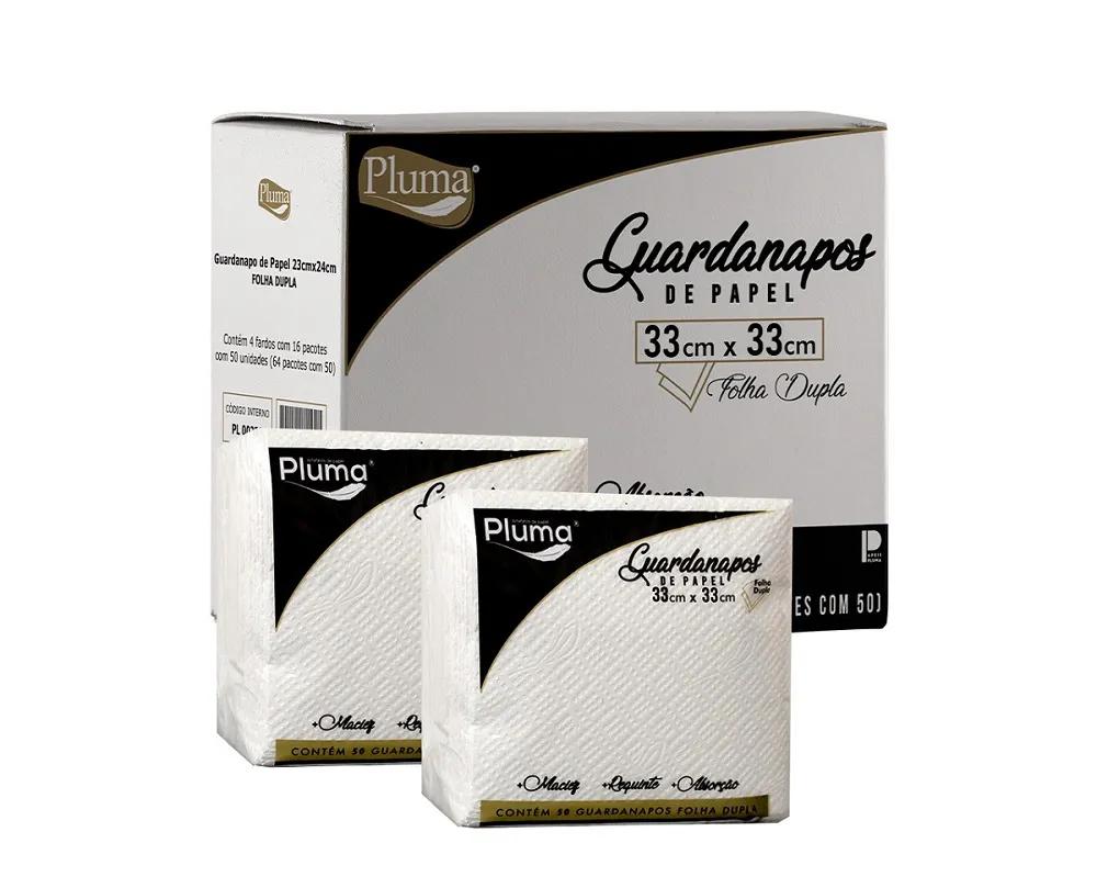Guardanapos de Papel Pluma 33 x 33 cm Folha Dupla – Pacote com 50 Unidades