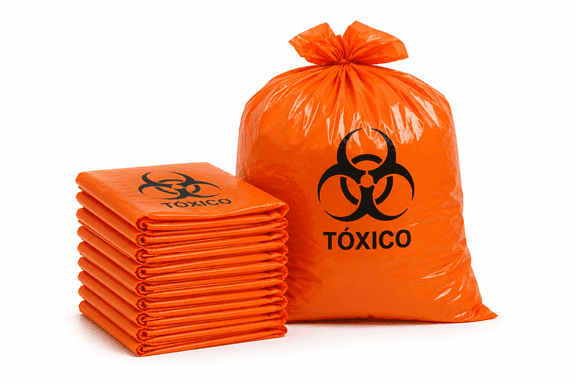 Saco de Lixo Laranja Tóxico