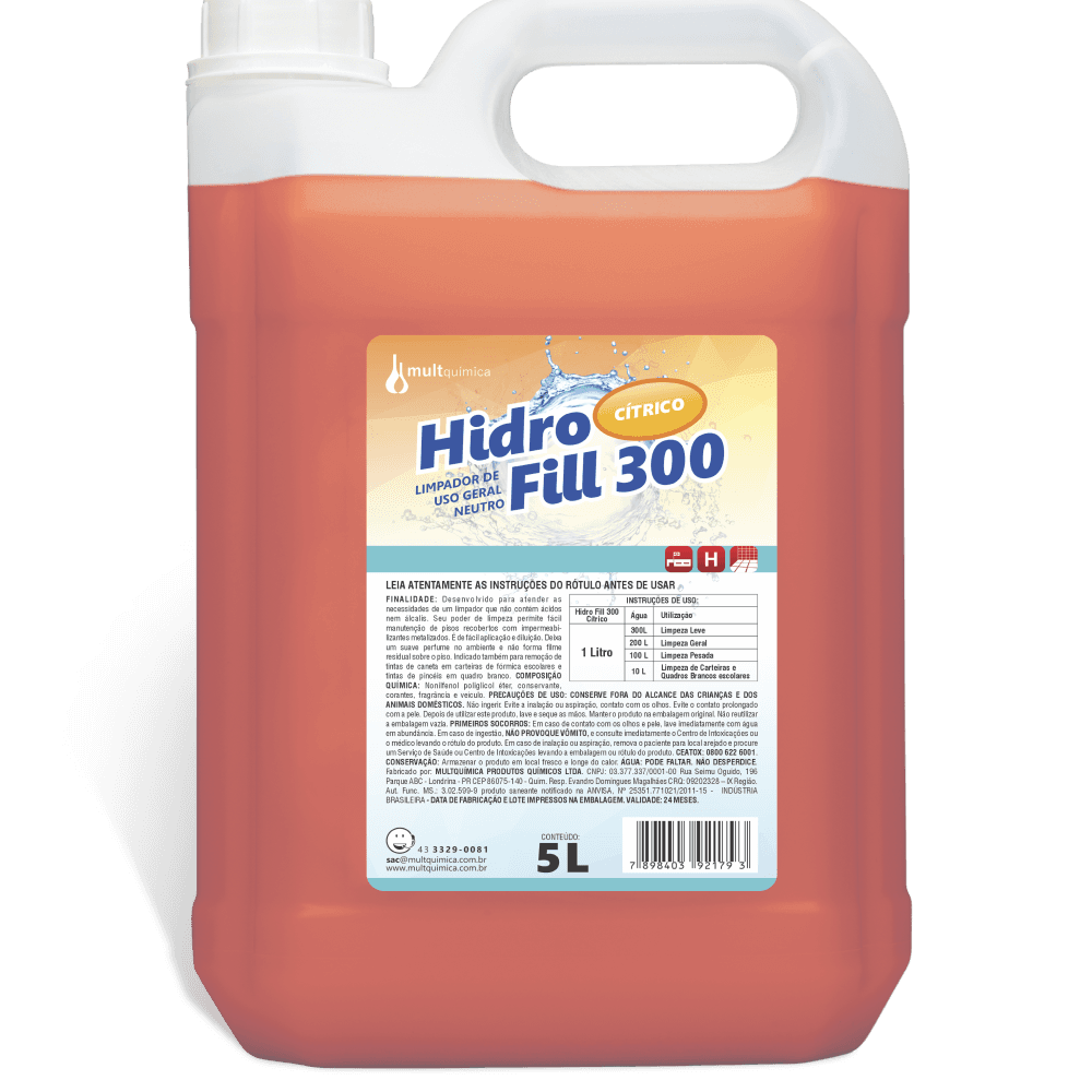 Hidro Fill 300 Cítrico - Detergente Limpador Para Pisos