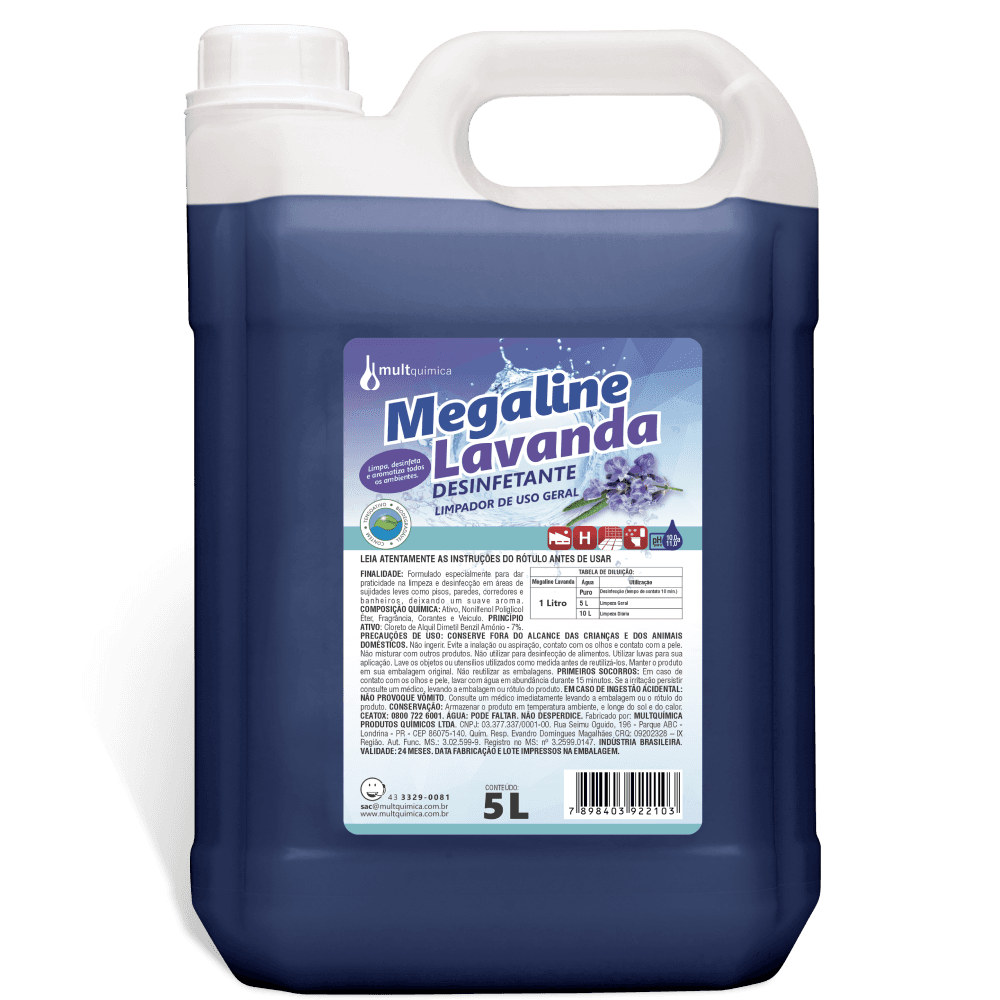 Desinfetante Megaline Lavanda 5L – Limpador de Uso Geral